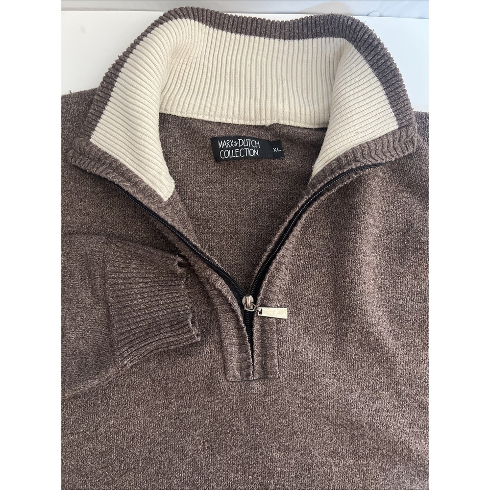 Marx & Dutch Men's Zip Front Cardigan Lightweight Brown Sweater Size XL